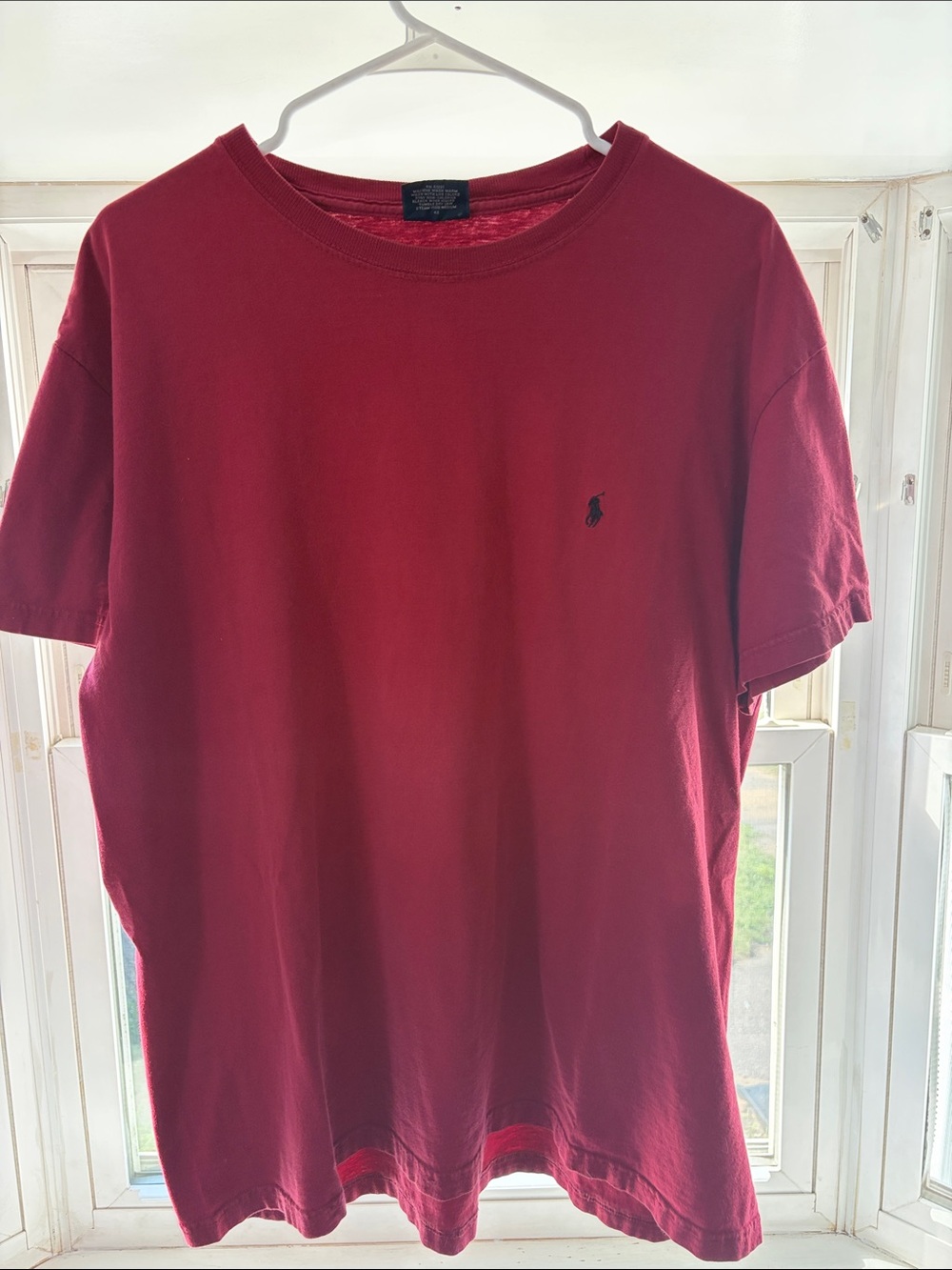 Ralph Lauren Men's 100% Cotton Short-Sleeve Crew in Deep Red with Polo Logo